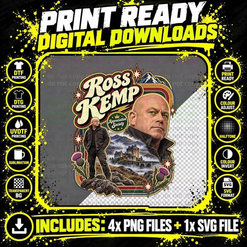 Ross Appreciation Society Highland Castle Thistles Documentary Presenter T-Shirt Png SVG Digital Bundle
