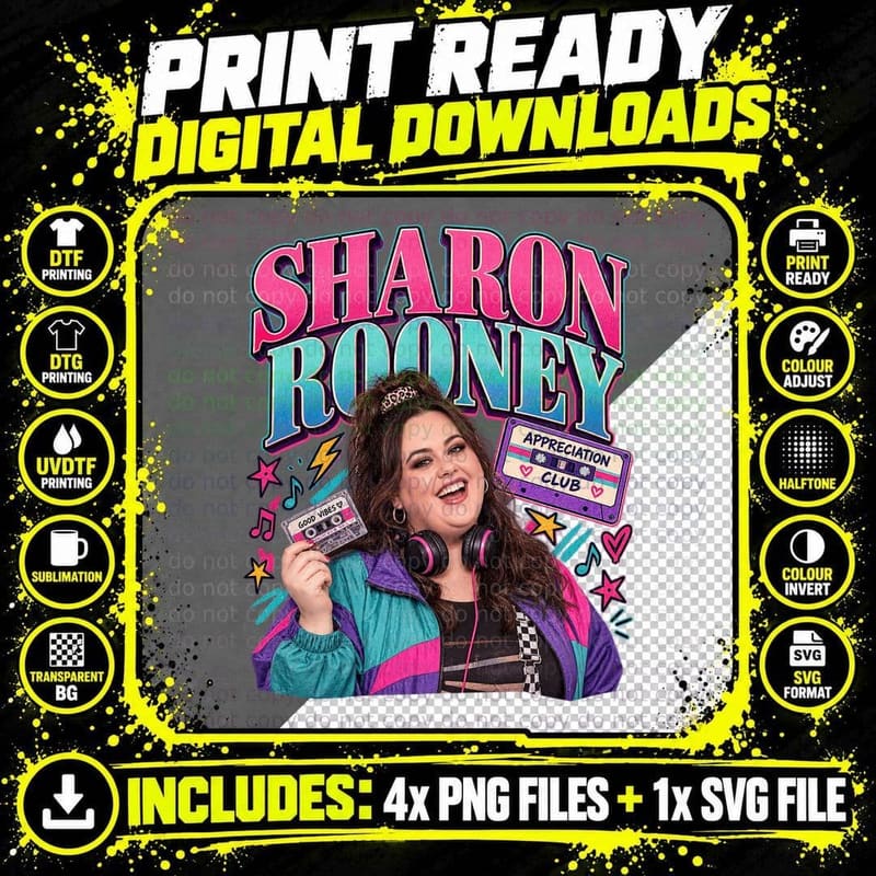 Sharon Appreciation Club Cassette Tape Headphones 90s Shell Suit Actress T-Shirt Png SVG Digital Bundle