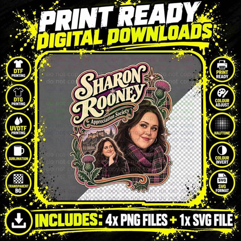 Sharon Appreciation Society Glen Castle Tartan Scarf Scottish Actress T-Shirt Png SVG Digital Bundle