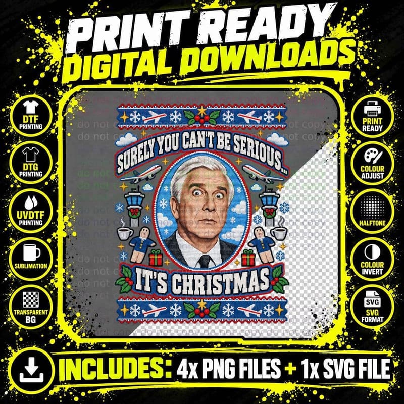 Leslie Surely You Can't Be Serious It's Christmas Ugly Sweater 80s Spoof T-Shirt Png SVG Digital Bundle