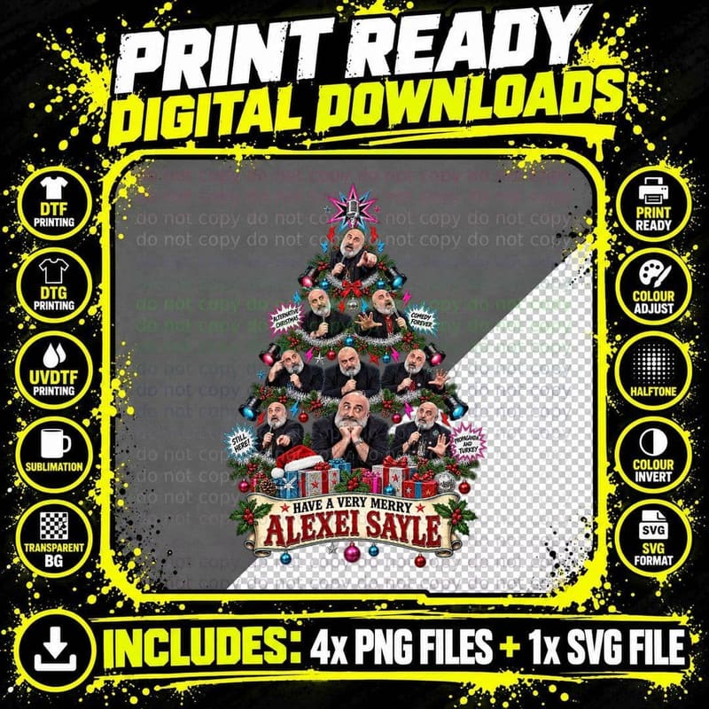 Alexei Sayle Christmas Tree Alternative Comedy Punk Png SVG Digital Bundle