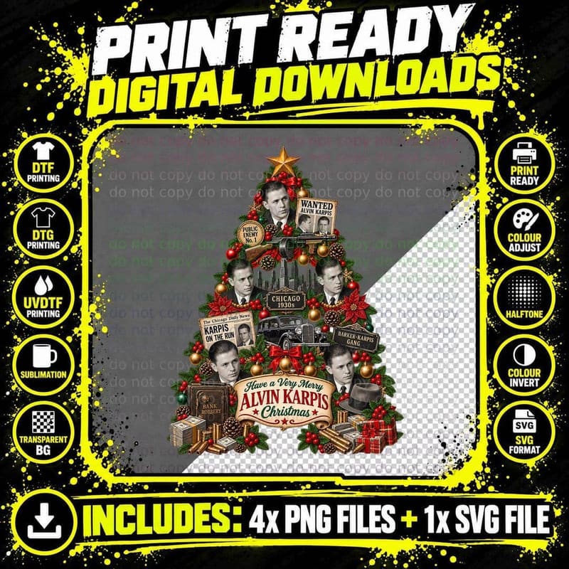 Alvin Karpis Christmas Barker Karpis Gangster History Png SVG Digital Bundle