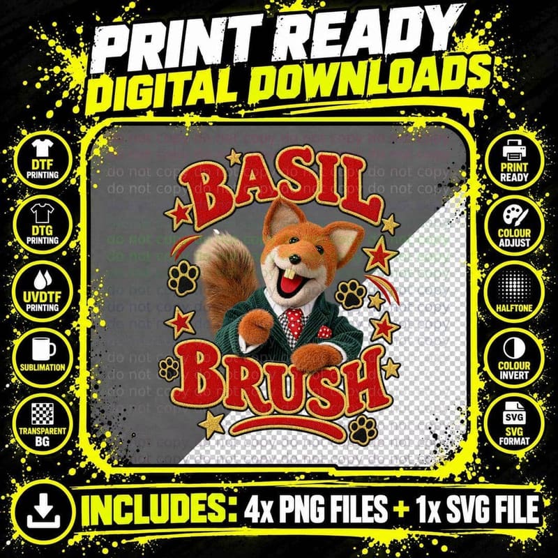 Boom Boom Puppet Fox Christmas Ugly Sweater Retro 70s British Kids TV T-Shirt Png SVG Digital Bundle