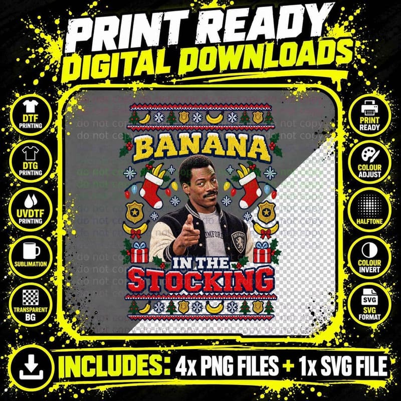 Beverly Hills Cop Ugly Sweater Axel Foley Christmas Png SVG Digital Bundle