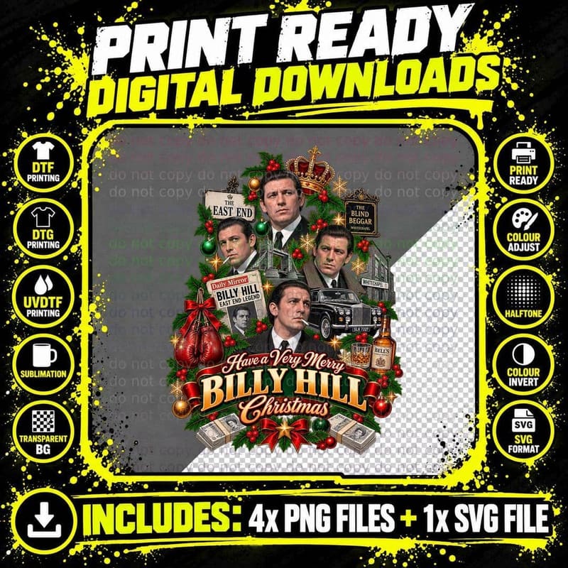 Billy Hill Christmas London Gangster 1950s British Crime Png SVG Digital Bundle