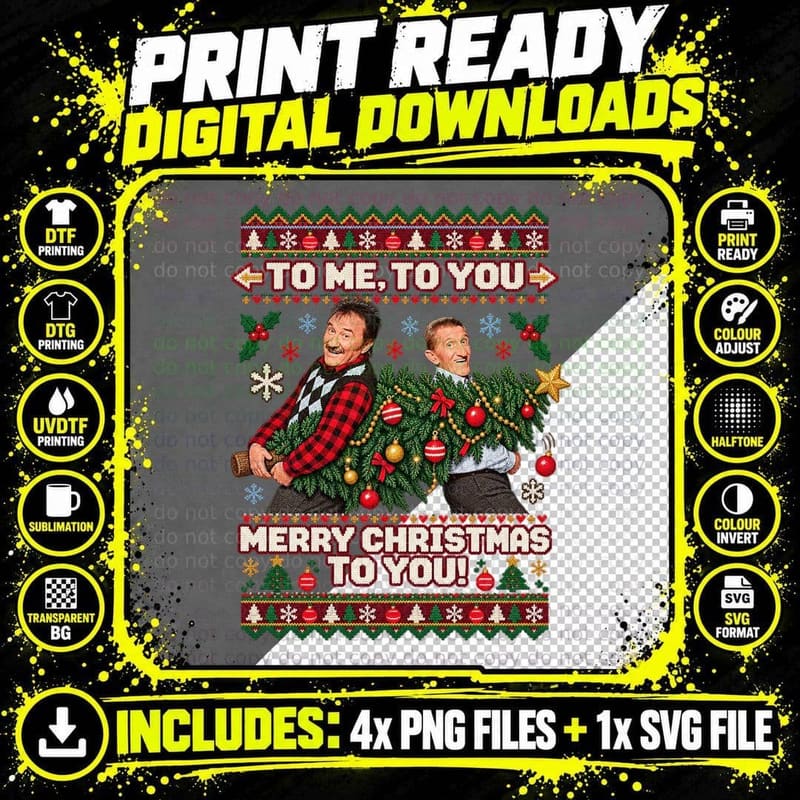 Paul and Barry To Me To You Merry Christmas To You Ugly Sweater Kids TV T-Shirt Png SVG Digital Bundle