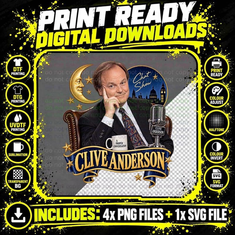 Clive Anderson Christmas Tree Whose Line British Comedy Png SVG Digital Bundle