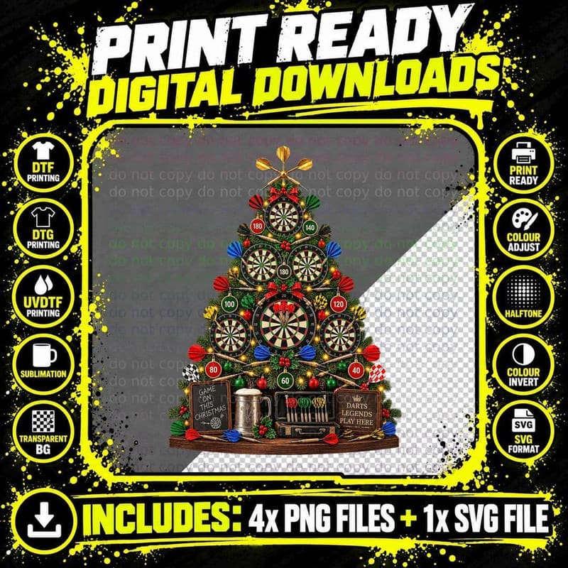 Darts Christmas Have a Treble Christmas British Pub Png SVG Digital Bundle