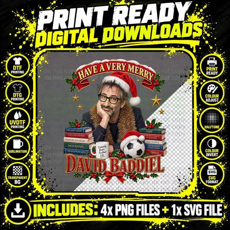 David Have A Very Merry Christmas Comedian Author Books Football Retro T-Shirt Png SVG Digital Bundle