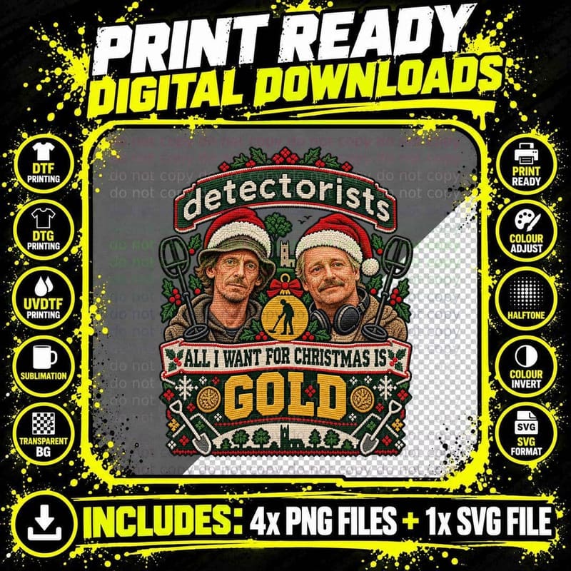 Andy Lance All I Want For Christmas Is Gold Ugly Sweater Metal Detecting T-Shirt Png SVG Digital Bundle