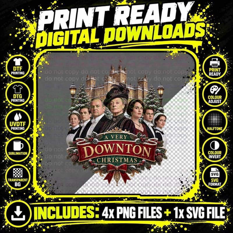 Dowager Countess Christmas Ugly Sweater Period Drama Stately Home Retro T-Shirt Png SVG Digital Bundle