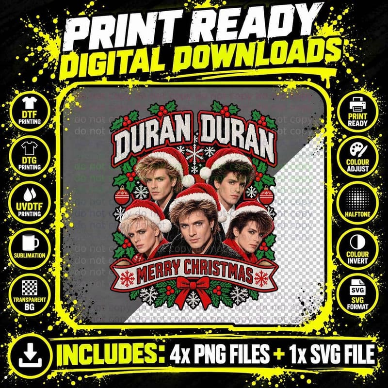 Duran Duran Christmas Hungry Like the Reindeer 80s Ugly Png SVG Digital Bundle