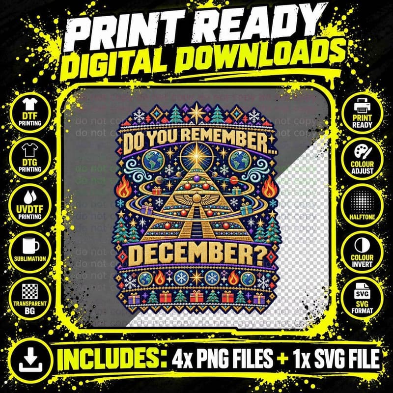 Do You Remember December Christmas Ugly Sweater 70s Funk Soul Disco Band T-Shirt Png SVG Digital Bundle