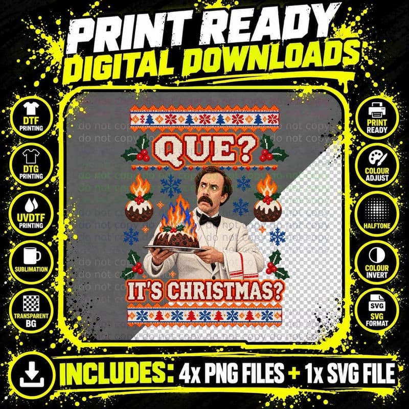 Manuel Que It's Christmas Ugly Sweater Torquay Hotel Waiter 70s Sitcom T-Shirt Png SVG Digital Bundle