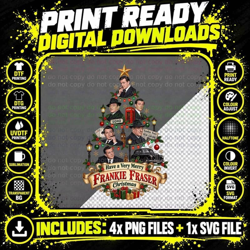Frankie Fraser Christmas London Gangster Retro Festive Png SVG Digital Bundle