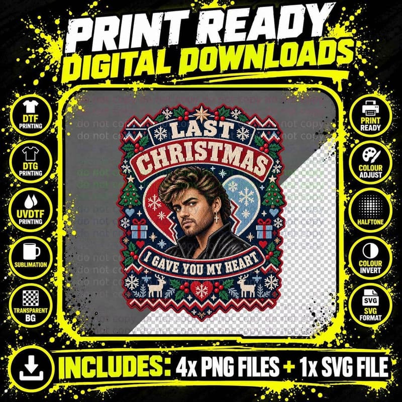 George Michael Christmas Last Christmas 80s Pop Music Png SVG Digital Bundle