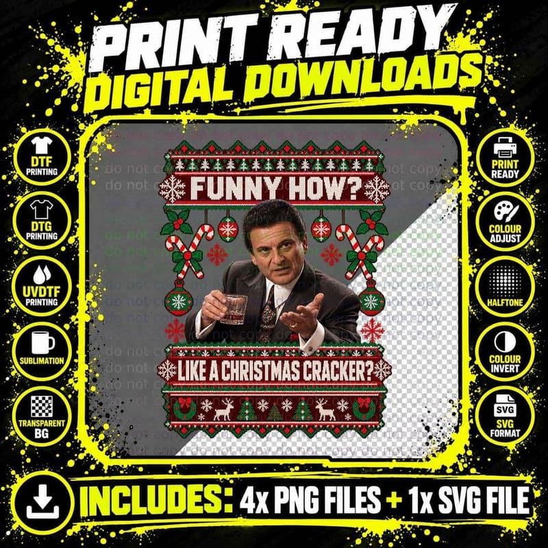 Tommy Funny How Like A Christmas Cracker Ugly Sweater 90s Gangster Movie T-Shirt Png SVG Digital Bundle