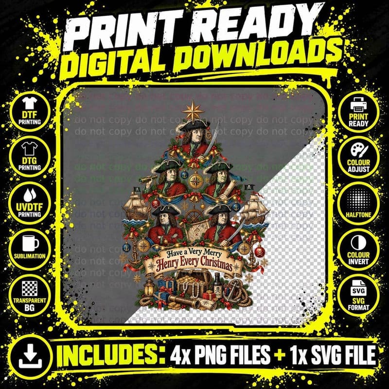 Henry Every Christmas Pirate Historical Holiday Vintage Png SVG Digital Bundle