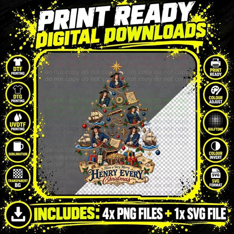 Christmas Tree Made Of Pirates Captain Every Tall Ships Treasure T-Shirt Png SVG Digital Bundle