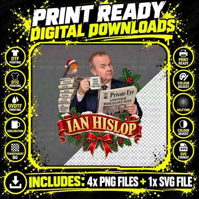 Ian Hislop Christmas Tree British Satire Panel Show Png SVG Digital Bundle