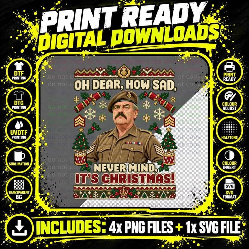 It Ain't Half Hot Mum Ugly Sweater Sergeant Major Png SVG Digital Bundle