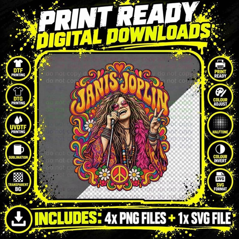 Janis Joplin Christmas Ugly Sweater Piece Of My Png SVG Digital Bundle