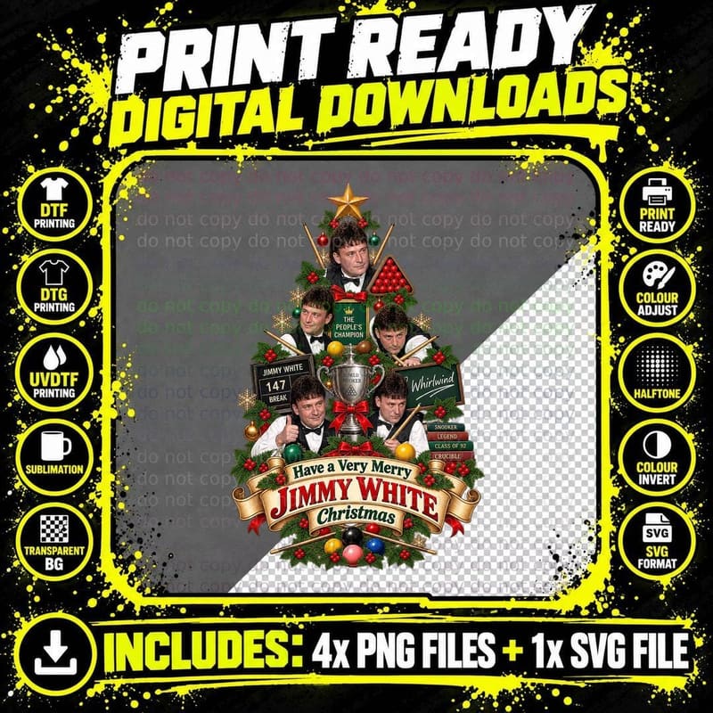 Jimmy White Christmas Snooker Whirlwind British Png SVG Digital Bundle