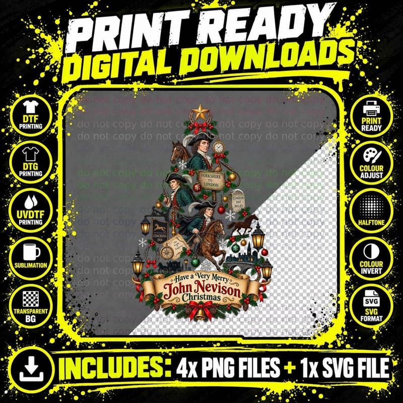 John Nevison Christmas Highwayman English History Png SVG Digital Bundle