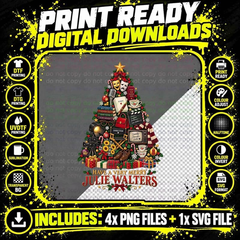 Julie Walters Christmas British Comedy Theatre Retro Png SVG Digital Bundle