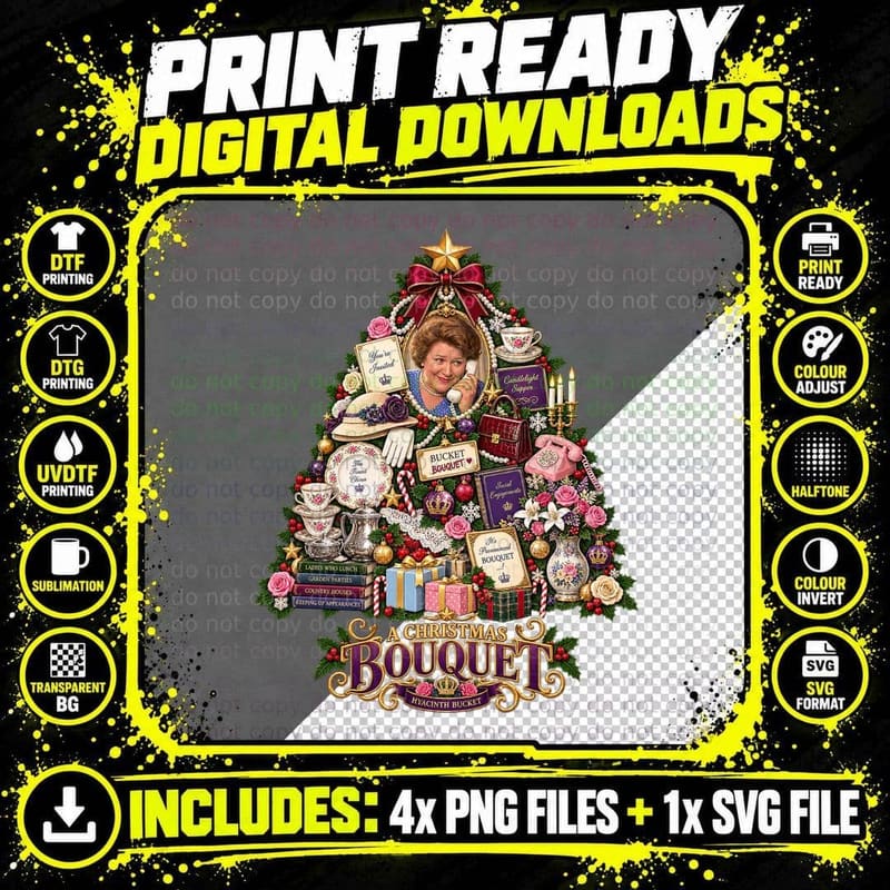 Keeping Up Appearances Hyacinth Bucket Christmas Retro Png SVG Digital Bundle
