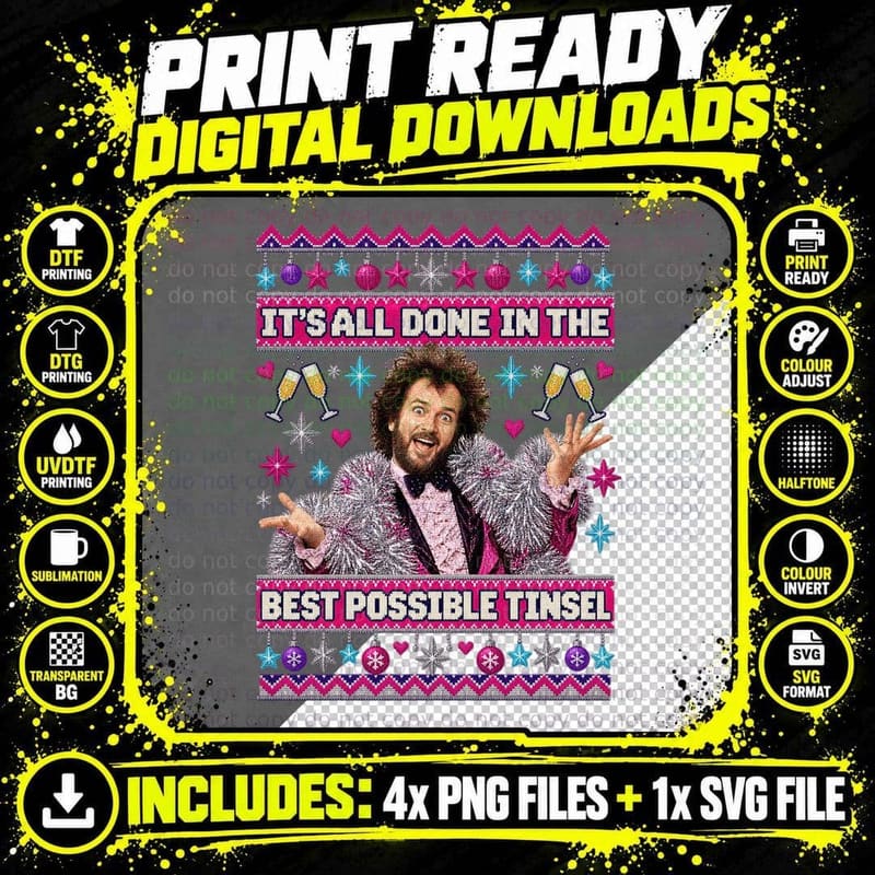 Kenny Everett Cupid Stunt Christmas Ugly Sweater British Png SVG Digital Bundle