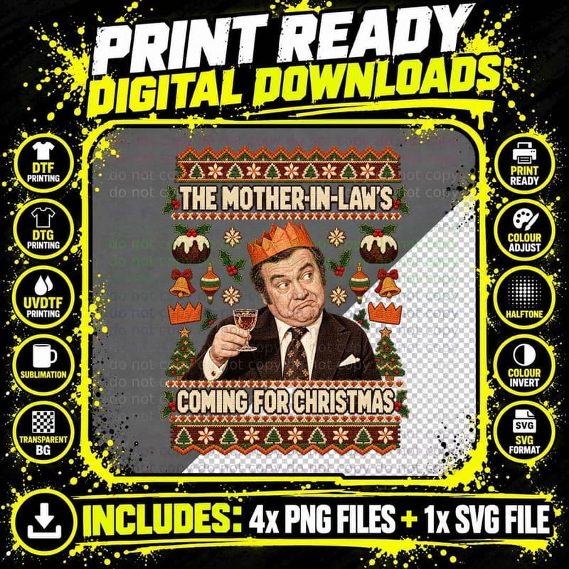 Les Dawson Christmas Ugly Sweater Mother In Law British Png SVG Digital Bundle