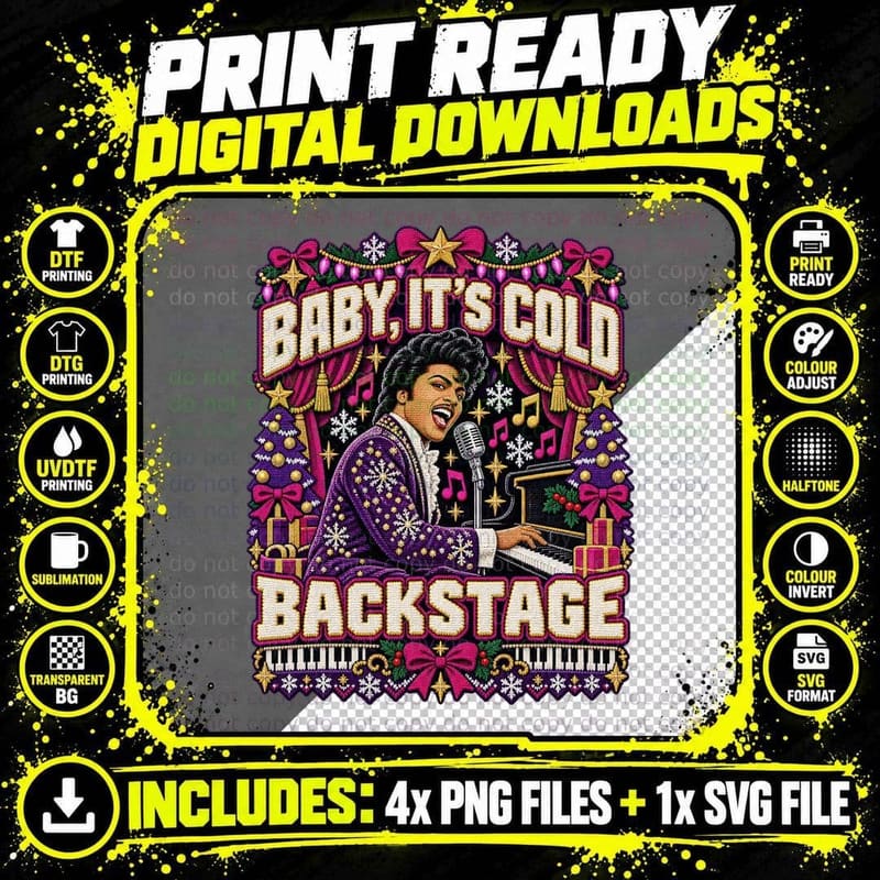 Little Richard Christmas Ugly Sweater Rock and Roll Png SVG Digital Bundle