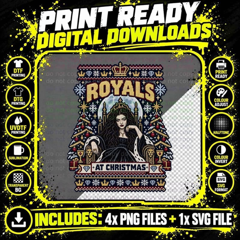 Lorde Royals Christmas Pop Music Ugly Sweater Png SVG Digital Bundle