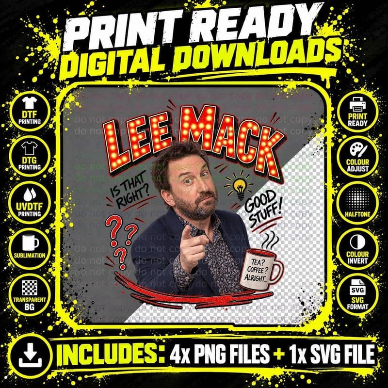 Lee Is That Right Good Stuff Tea Coffee Alright Comedian Marquee Lights T-Shirt Png SVG Digital Bundle