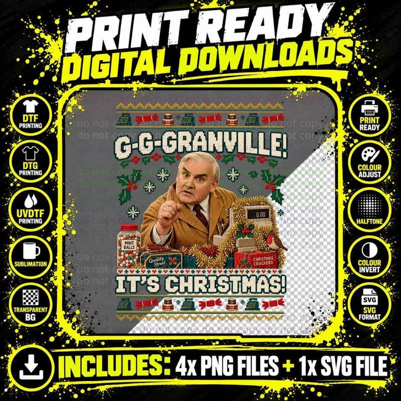 Arkwright G-G-Granville It's Christmas Ugly Sweater Corner Shop Sitcom T-Shirt Png SVG Digital Bundle