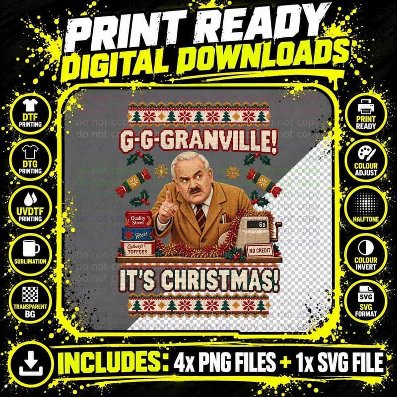 Arkwright G-G-Granville Xmas Ugly Sweater 70s Shopkeeper British Sitcom T-Shirt Png SVG Digital Bundle