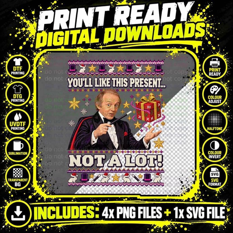 Paul Daniels Magic Show Ugly Sweater Not A Lot Christmas Png SVG Digital Bundle