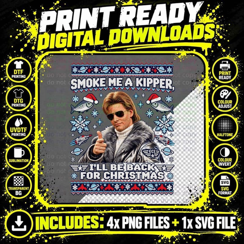 Red Dwarf Ace Rimmer Ugly Sweater British Sci Fi Comedy Png SVG Digital Bundle