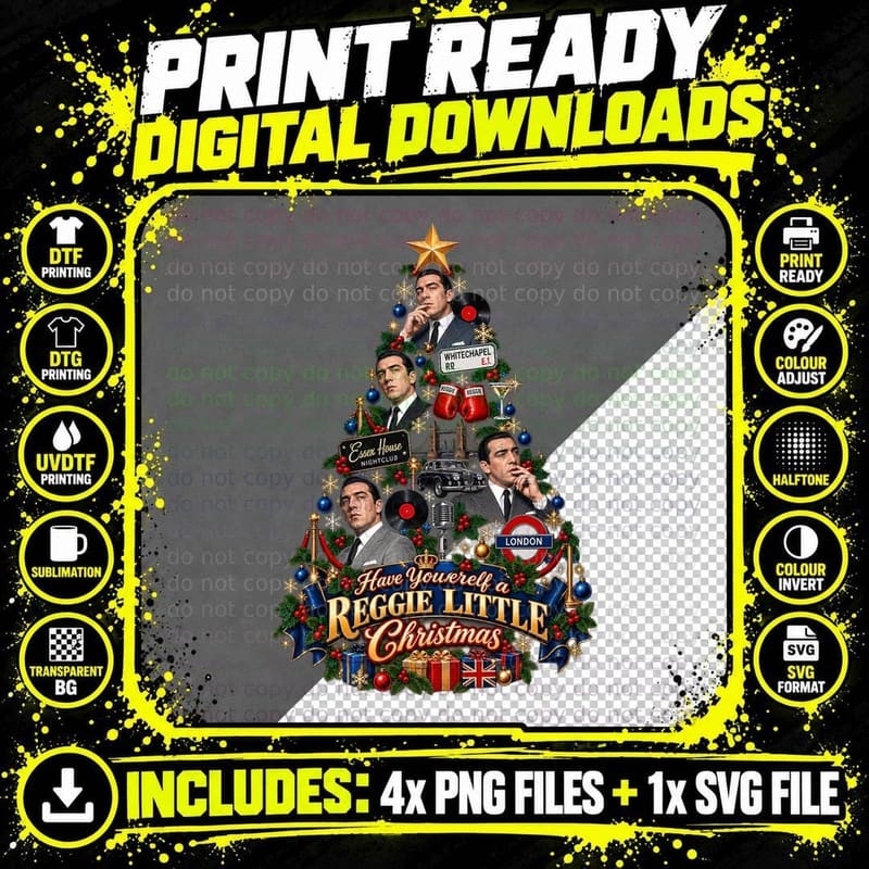 Reggie Kray Christmas Shirt Kray Twins East End London Png SVG Digital Bundle