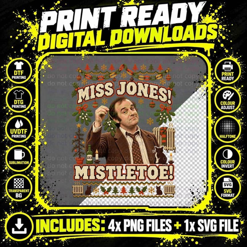 Rising Damp Ugly Sweater Rigsby Mistletoe Christmas Png SVG Digital Bundle