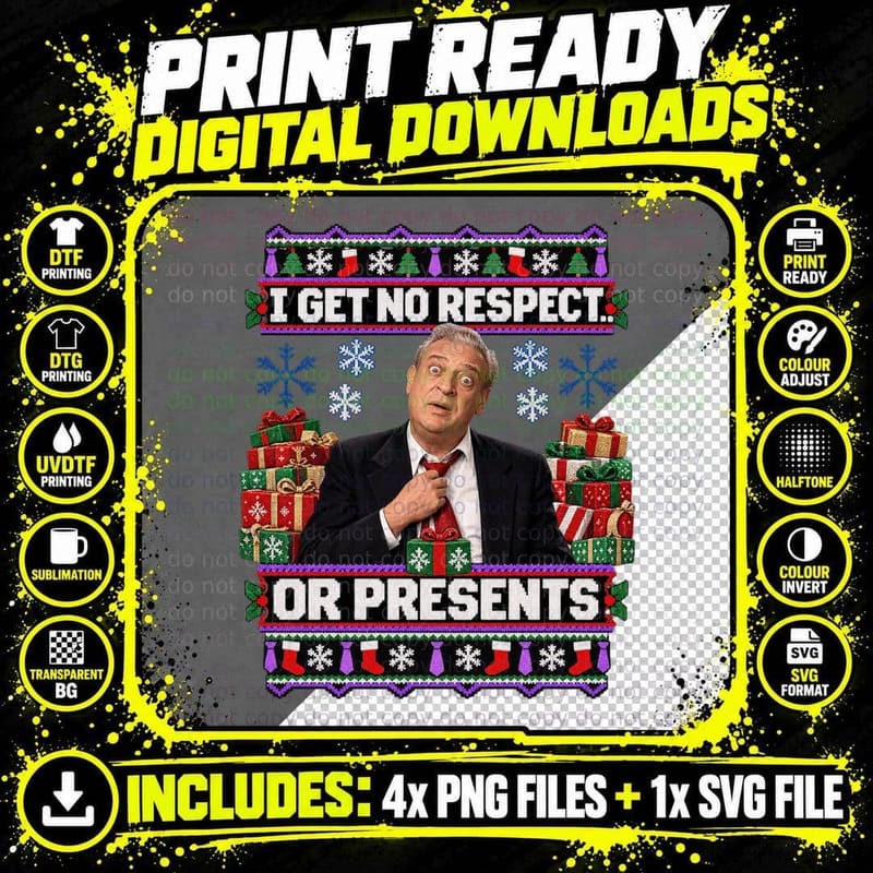 Rodney Dangerfield Ugly Sweater Christmas No Respect Png SVG Digital Bundle
