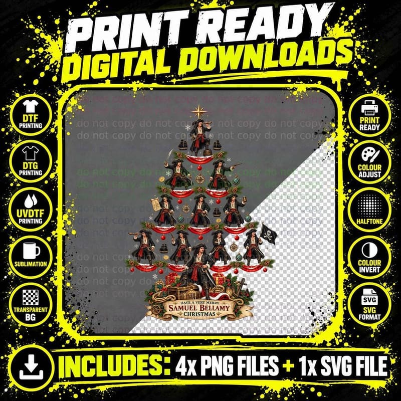 Samuel Bellamy Christmas Pirate History Merry Christmas Png SVG Digital Bundle