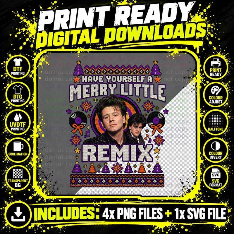 Simple Minds Christmas Ugly Sweater Merry Little Remix Png SVG Digital Bundle