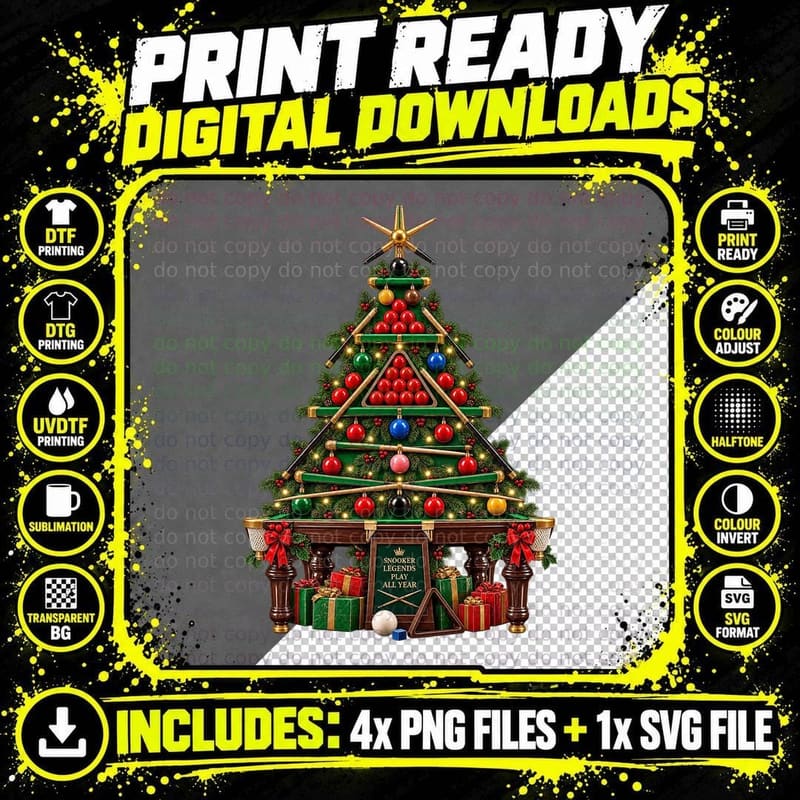 Snooker Christmas Pot the Christmas Red British Snooker Png SVG Digital Bundle
