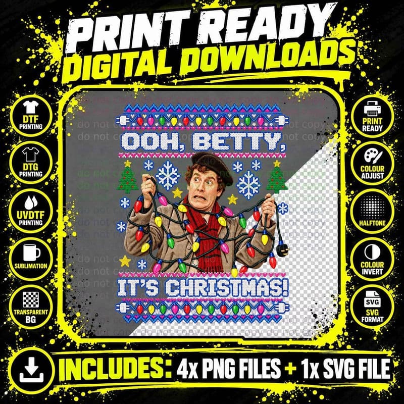 Frank Ooh Betty It's Christmas Ugly Knit Jumper Tangled Lights Sitcom T-Shirt Png SVG Digital Bundle