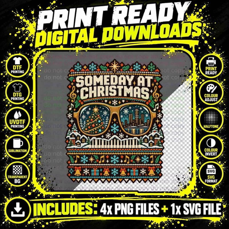 Stevie Wonder Someday at Christmas Motown Soul Ugly Png SVG Digital Bundle