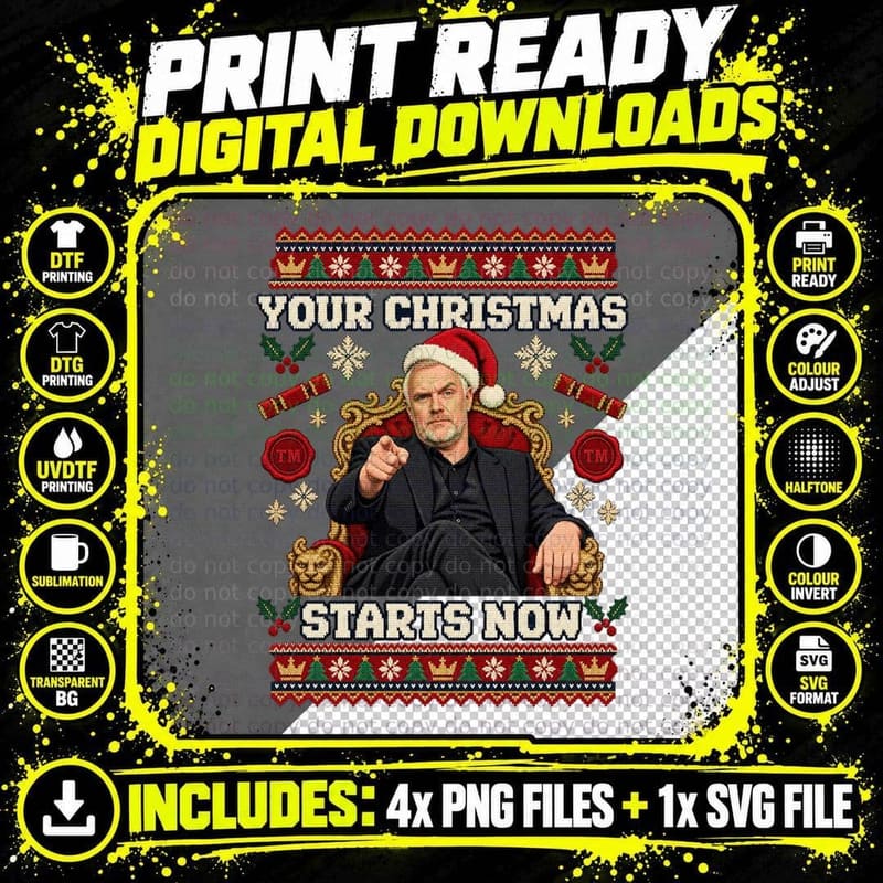 Greg Your Christmas Starts Now Ugly Sweater Comedy Panel Show Throne TV T-Shirt Png SVG Digital Bundle
