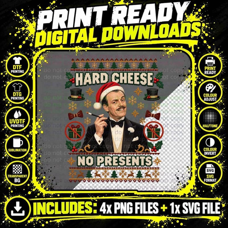 Terry-Thomas Christmas Ugly Sweater Hard Cheese No Png SVG Digital Bundle