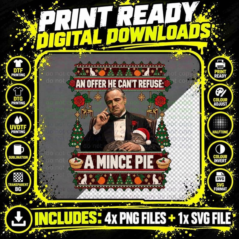The Godfather Ugly Sweater Christmas Vito Corleone Retro Png SVG Digital Bundle